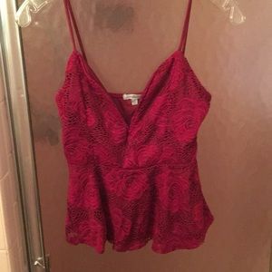 Lace cute red top